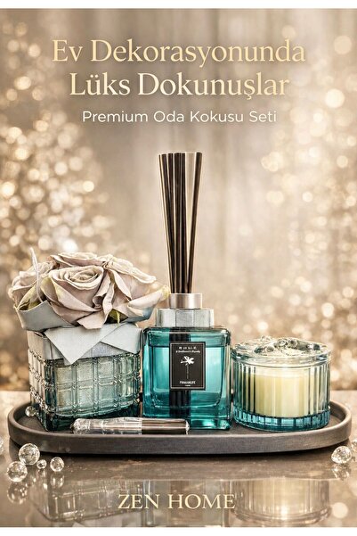 Santara GENTLEMANLY TEPSİLİ MAVİ RENKLİ ÇİÇEK,MUM VE ÇUBUKLU ODA PARFÜMÜNDEN ...