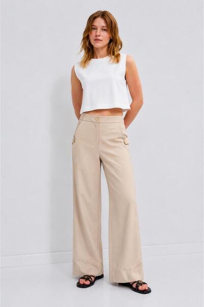 RESSHO High Waist Pocketed Polyviscon Palazzo Pants – Stylish Women's Trouser...