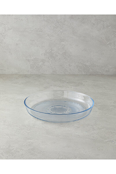 English Home Bake&Serve Cam Yuvarlak Izgaralı Fırın Kabı 32 cm Şeffaf