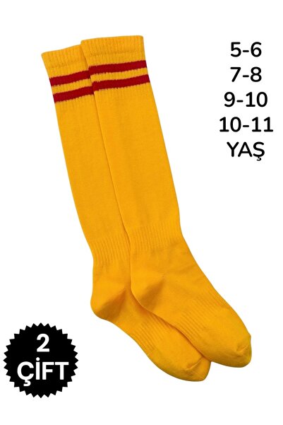 Çorabistaan 2 Çift Çok Renkli Çemberli Unisex Kız Erkek Çocuk Futbol Halı Sah...