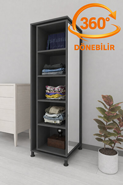 iyimi? Dönence 360 Derece Dönen Aynalı Çok Amaçlı Dolap Askılıklı Raflı Gardı...