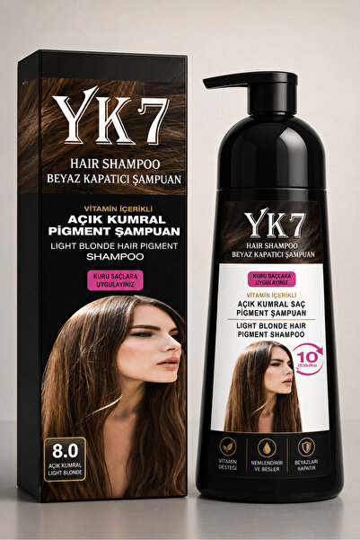 yk7 kozmetik Beyaz Kapatıcı (Açık Kumral 8.0 /Light Blonde) Şampuan 300 ml.