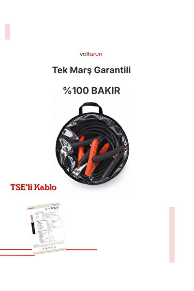Saf Bakır (Belgeli) Akü Takviye Kablosu-2,6m