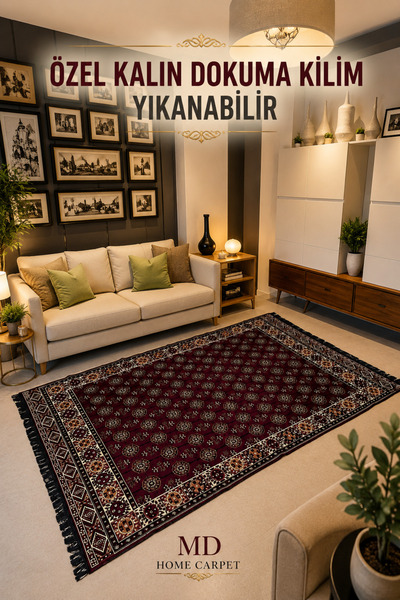 md home carpet Şark Köşesi Kilimi Kalın Dokuma Yıkanabilir Otantik Desenli De...