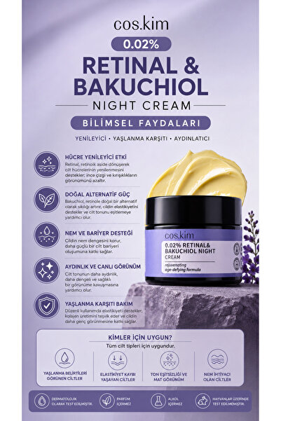 Cos.kim Retinal & Bakuchiol Yaşlanma Karşıtı Gece Kremi | Retinal & Bakuchiol...