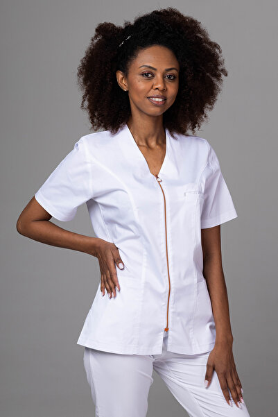 tag Women's PREMIUM ZIP COMFORT medical suit, White
