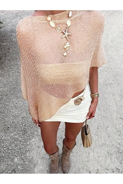 moda mh Top tip poncho asimetric transparent pentru femei