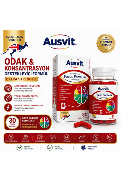 Ausvit Focus Formula – Food Supplement Capsule with Phosphotydilcerin and L-Teanin 30 Vegan Caps