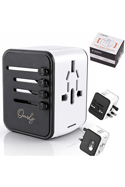 Omaly Adaptor Priza Universal Calatorie, Priza AC, 3 x USB + 1 x Type-C, 3.4A...