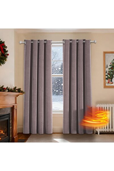 OEM Set of 2 Blackout Curtains, Velvet, 140x145 cm