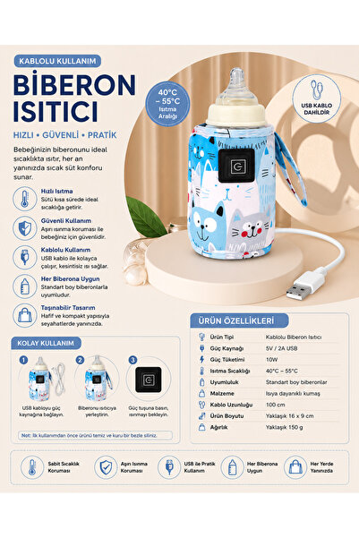 Zigver USB Süt Su Isıtıcı Seyahat Arabası Yalıtımlı Çanta Bebek biberon Isıtı...