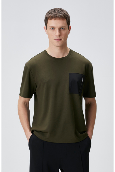 Network Comfort Fit Haki Göğüs Cep Detaylı T-shirt