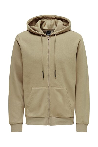 Only & Sons Onsceres Zip Thr. Hoodıe Sweat Noos Erkek Kahverengi Sweatshirt -...