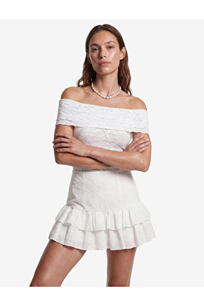 Koton Layered Embroidered Ruffle Mini Skirt