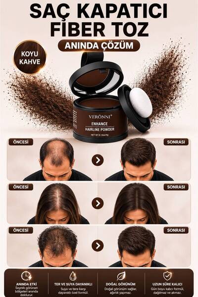 hb skin care Yeni Nesil Saç Dolgunlaştırıcı Koyu Kahve Boya Pudra | Seyrek Sa...