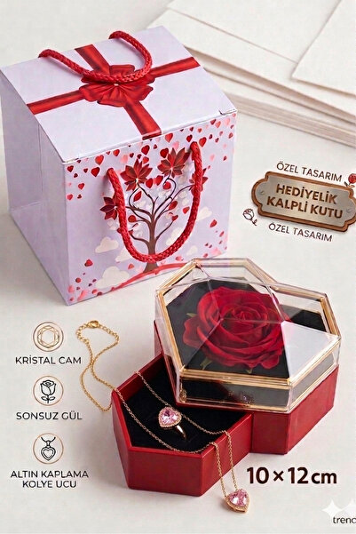 seraptakidunyasi Sevgiliye Özel Çelik Kolye Yüzük seti Hediyeli Güllü Çekmece...