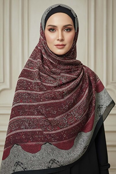 TOFİSA The Mystic Ethnica Series Cotton Shawl Burgundy - 28110-BORDO