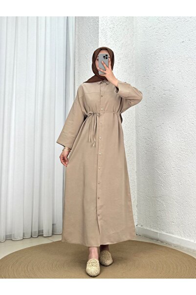 MİHRA STORE Nuboria Kadın Tesettür Yazlık Gömlek Elbise/Robalı Modal Takma Ma...