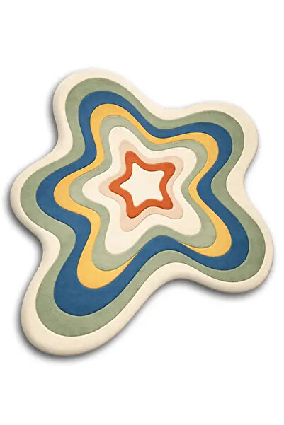 SDT Retro Wavy Star Green-Yellow Bore Woven Base Decorative Carpet sdt680