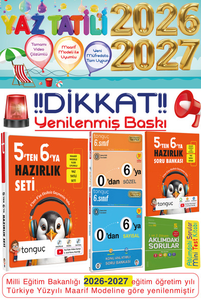 Tonguç Yayınları 5. Sınıf 5'ten 6'ya Hazırlık Seti 0'dan 6'e Sayısal & Sözel ...