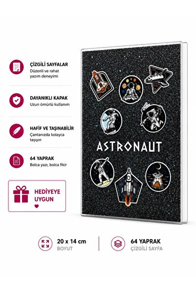 4nio Astronaut Black Sa šljokicama beležnica