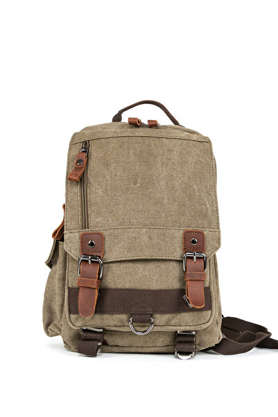 Necati Çanta Khaki Mini Backpack Waterproof Canvas Bag