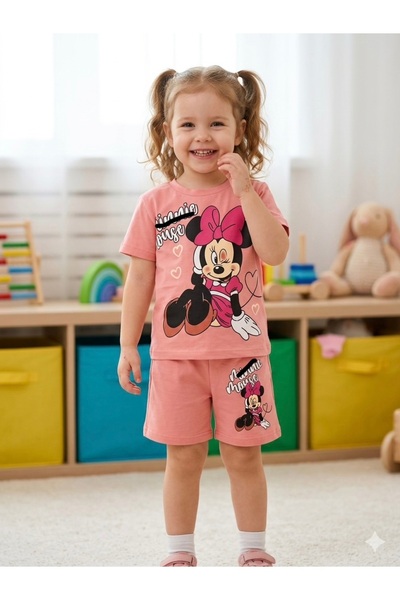 ZEYBABY Costum din bumbac pieptănat din două piese pentru fete, de vară