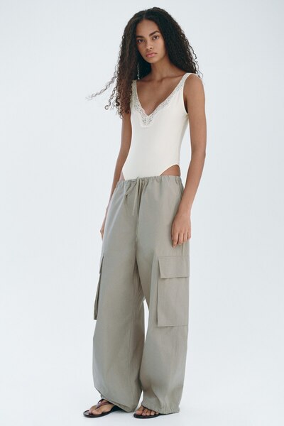 H&M Dantel Şeritli Jarse Body