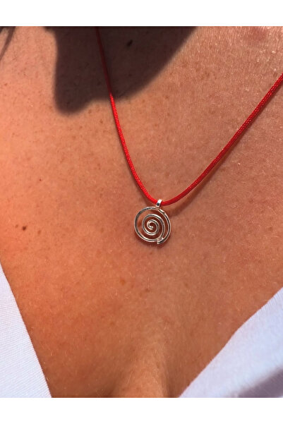 The Leia Kırmızı İpli Spiral Kolye - Silver / 925 Ayar Gümüş