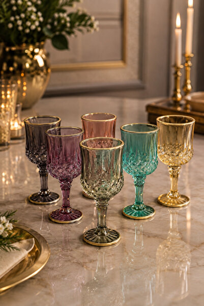YzHome Set of 6 Colored Glass Coffee Side Water Glasses 150ml