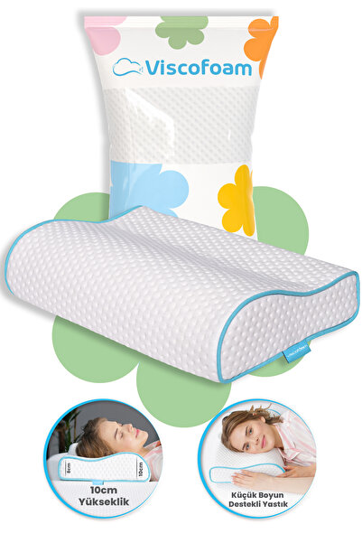 Viscofoam Küçük Boyun Destekli Ortopedik Yastık Visco Yastık 46x30x10-8cm