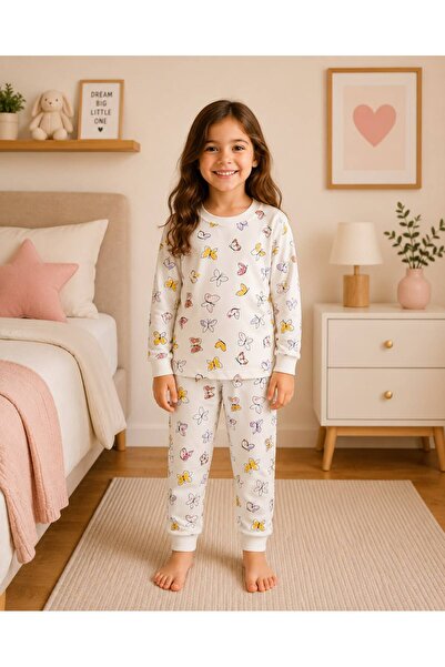 Pajama Shop Set de pijamale de iarnă din țesătură de bumbac pentru fete, cu m...