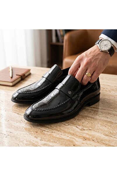 RAYVORA Men's Patent Leather and Matte Leather Laceless Classic Shoes Suitabl...