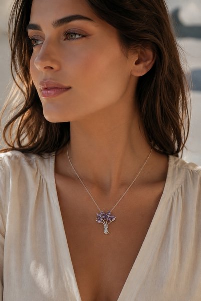 Lucente Jewellery Women's Necklace with Special Box - Lotus Flower Bouquet Special Design Bunch of Love Women's Necklace