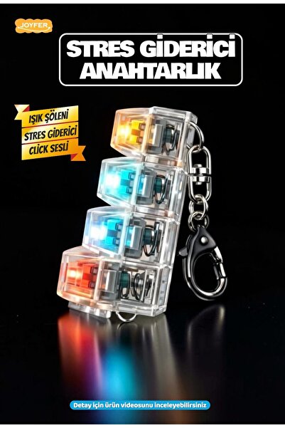 Joyfer Işıklı Klavye Click Sesli Stres Giderici Anahtarlık Karışık Renk 1 Adet