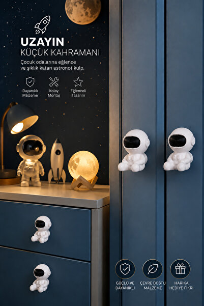 Rekatech ASTRONOT FİGÜRLÜ KULP Çocuk Odası Desenli Dekoratif Çekmece Kulpu Fi...