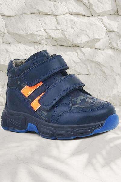 Rakerplus Genuine Leather Navy Blue Orange Baby Sports Boots