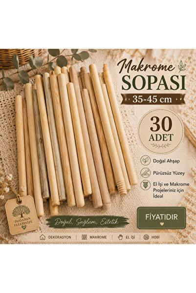 ARTTMACRAME “Ahşap Oklava Tipi Yuvarlak Çubuk Seti – Hobi Dekor El İşi-makrom...