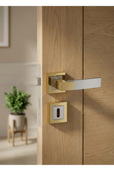 zerafev PREMİUM AHENK KARE ROZETLİ KAPI KOLU (ODA-WC-YALE KİLİT TİPLERİ)(TAKI...