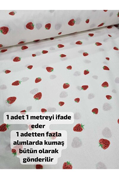 Home Poplin Kumaş Kırkyama için uygundur ( çilek desen 100 x 160 )