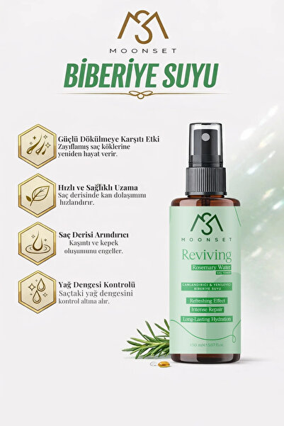 moonset Biberiye Suyu – Dökülme Karşıtı Ve Saç Uzamasını Destekleyici Vegan S...