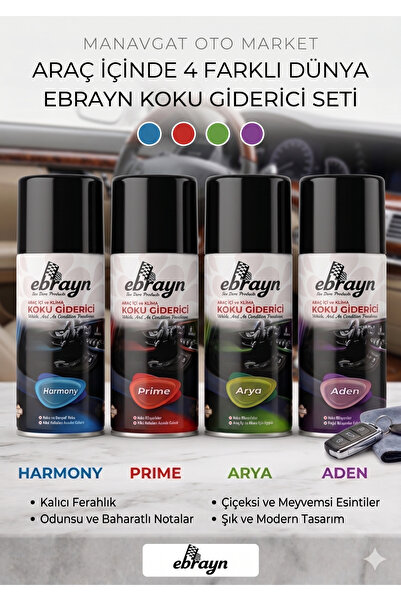 Ebrayn Premium 4'lü Lüks Araç ve Klima Koku Giderici Seti (Aden, Arya, Harmon...