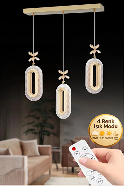 Lumia Lighting Eclipse Model 3"lü Gold Kumandalı 3 Renk Modu Yemek Masası Otu...