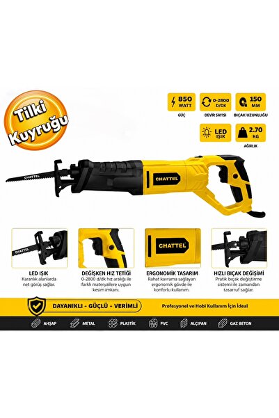 chattel CHT-6091 Elektrikli Tilki Kuyruğu Testere 850 W Tilki Kuyruğu