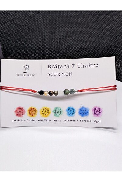 PIETRICELE Brățară 7 Chakre pe Șnur Reglabil - Scorpion