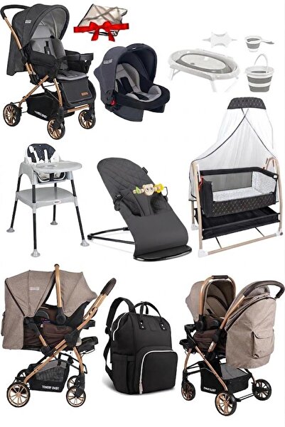 Tommybaby 11 Parça Çeyiz Seti Bebek Arabası,Puset,Anne Yanı Beşik,Anakucağı,M...