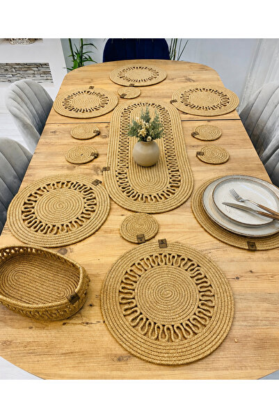 SURENO Wicker Jute Presentation Plate Mat Placemat American Service Runner Ba...