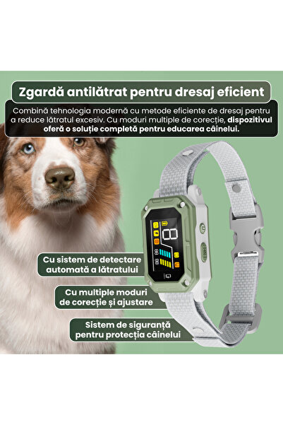 FAMIFY Zgarda antilatrat caini cu contor, beep vibratie impuls, 5 nivele, IPX7, gri