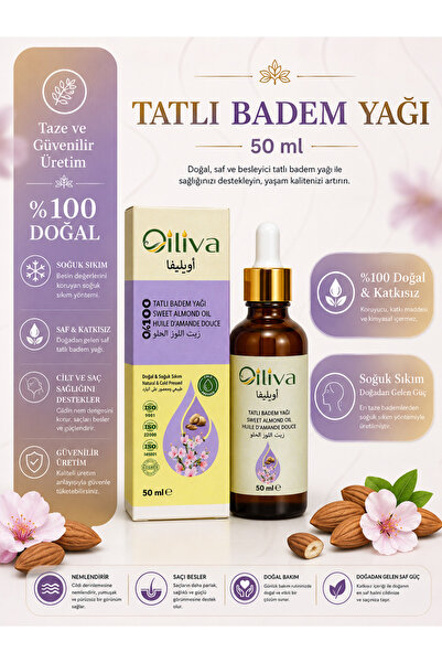 OILIVA GIDA SAN. VE DIŞ TİC. LTD. ŞTİ. Tatlı Badem Yağı 50ml | Soğuk Sıkım & ...