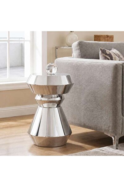 PAN HOME Shelly End Table Polish Large - Silver